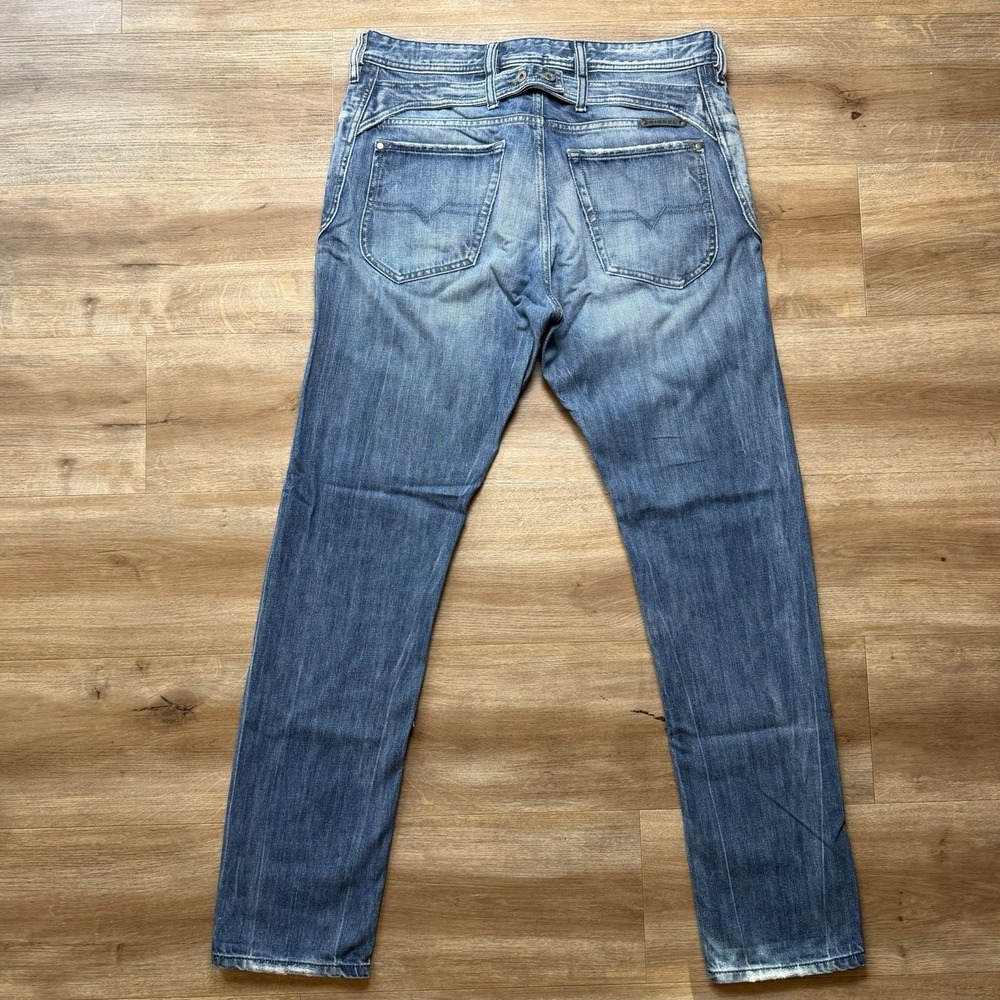 Diesel Jodar Jeans Men 30x32 Blue Slim Tapered Cinch Back Thrashed Rock 008B9
